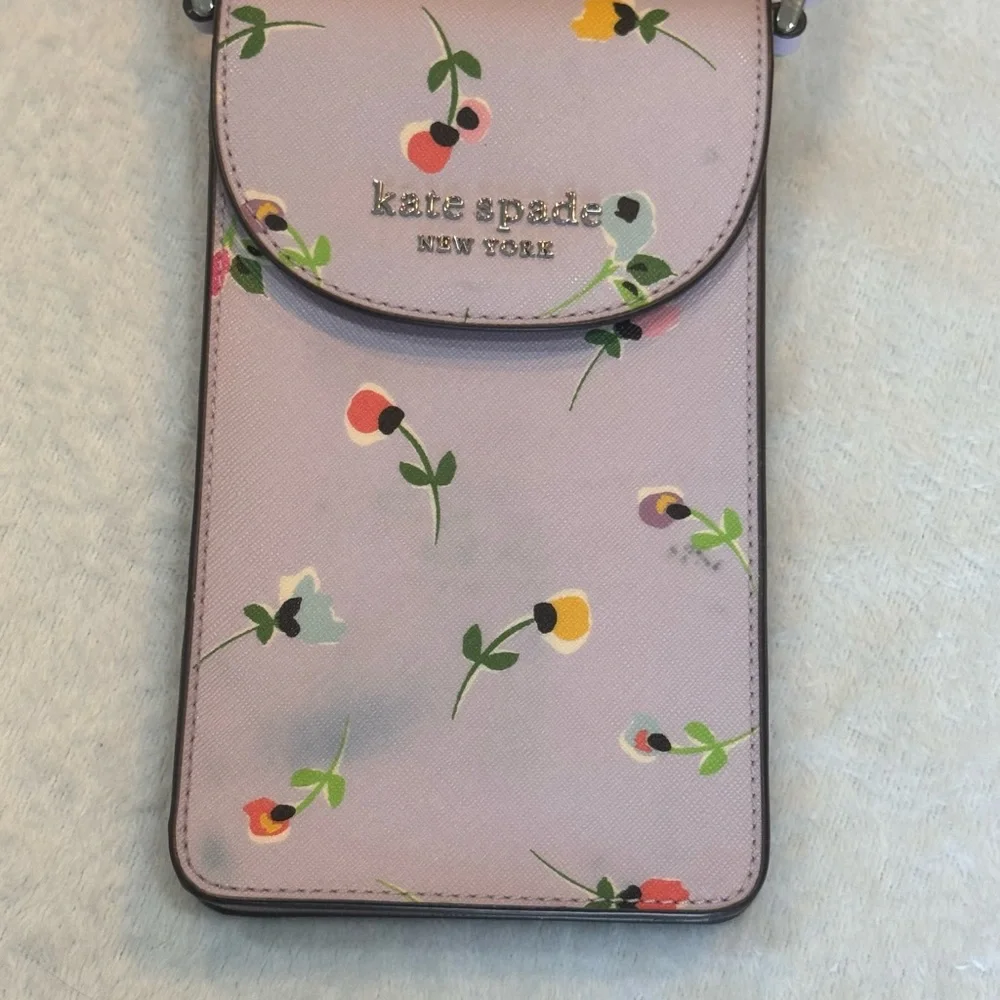 Kate Spade Flap Phone Crossbody Small Purse Purple Cameron Wildflower Ditsy‎